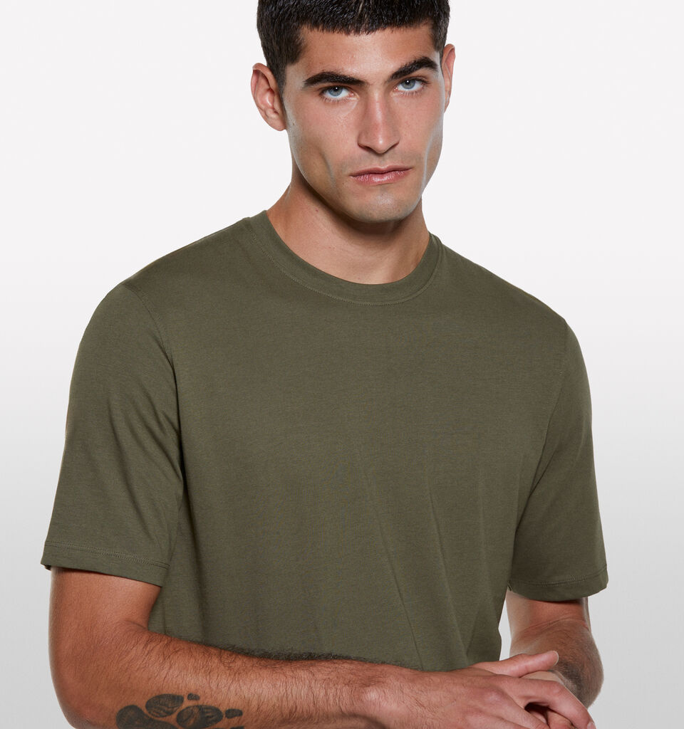 Olive green regular fit short sleeve t-shirt - men's short sleeve t-shirts - Dark Green | Sisley image number 4